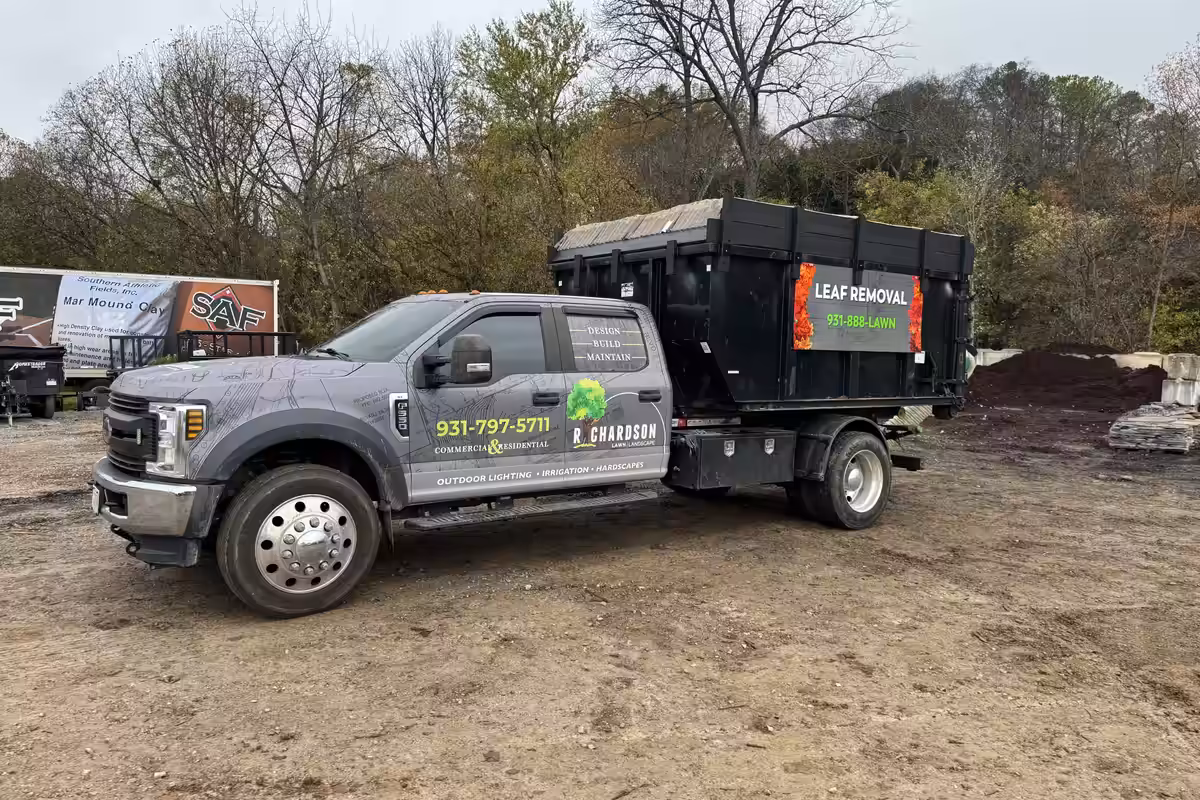 Richardson leaf-removal truck ready for a fall cleanup