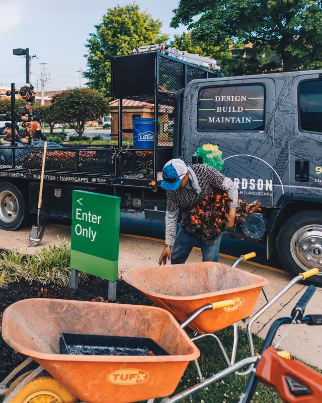 Richardson crew planting beside the company truck