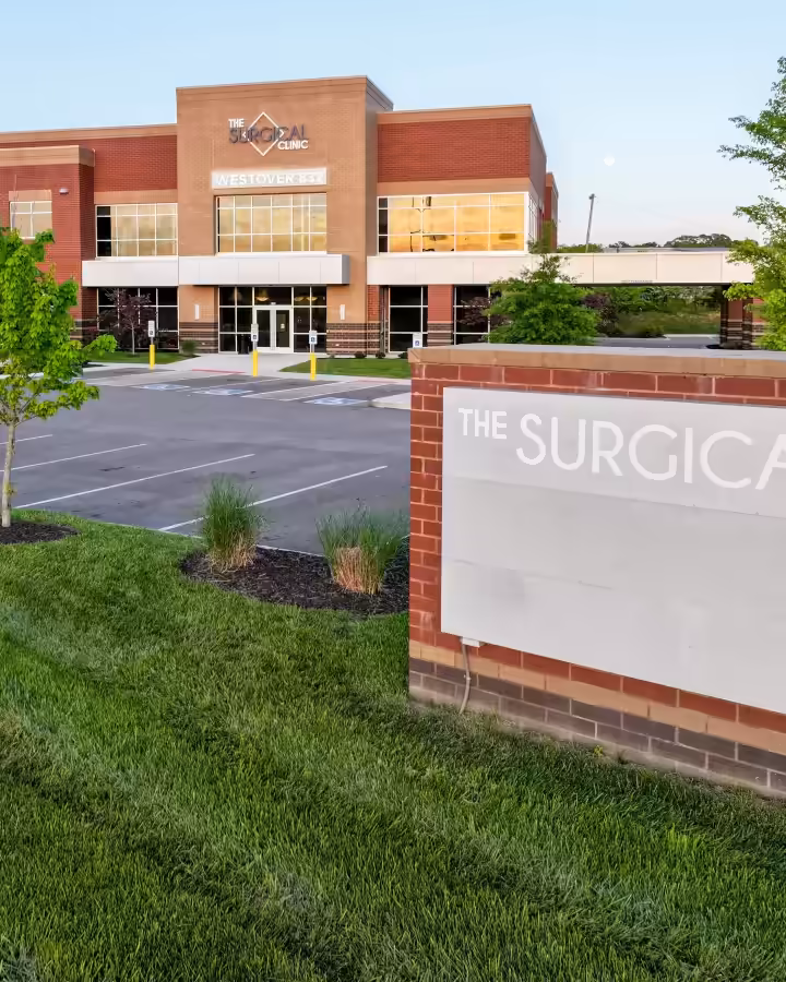 Fresh mowing stripes in front of The Surgical Clinic sign
